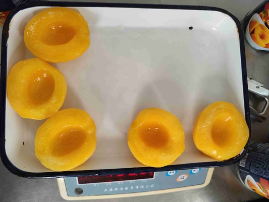 Frutas melocotones amarillos en lata etiqueta privada aceptable