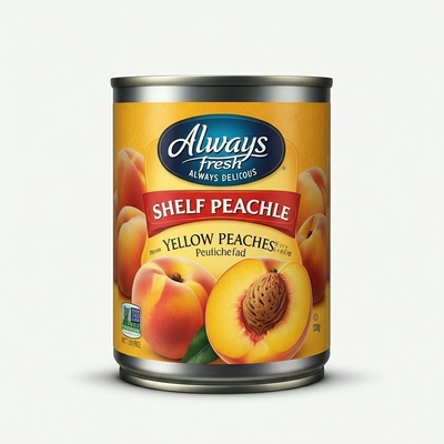Siempre fresco Siempre delicioso Estante estable Persas de frutas amarillas enlatadas