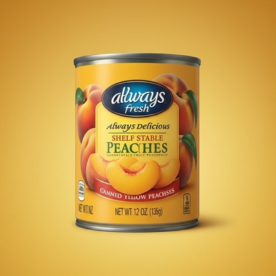 Siempre fresco Siempre delicioso Estante estable Persas de frutas amarillas enlatadas