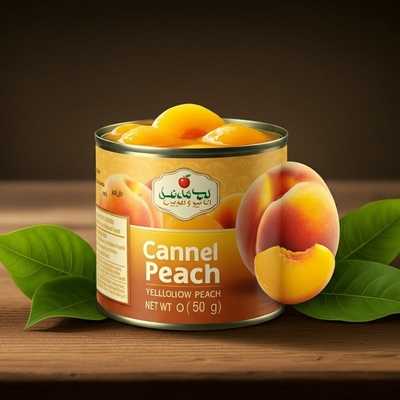 Frutas amarillas enlatadas con etiqueta privada