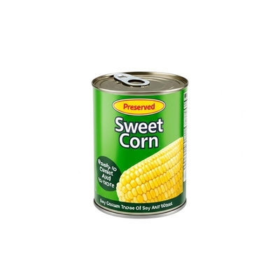 Maíz dulce en conserva conveniente, listo para consumir y fácil de almacenar. Puede contener trazas de soja y trigo.