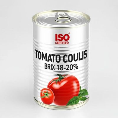 Coulis de tomate enlatado con certificación ISO, Brix 18-20% para compras B2B