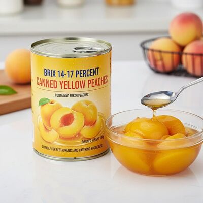 Brix 14-17 Percent Canned Yellow Peach Containing Fresh Peaches Drainedweight 240g Suitable for Restaurants and Catering Businesses