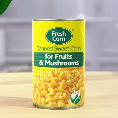 Maíz fresco enlatado, maíz dulce para frutas y champiñones