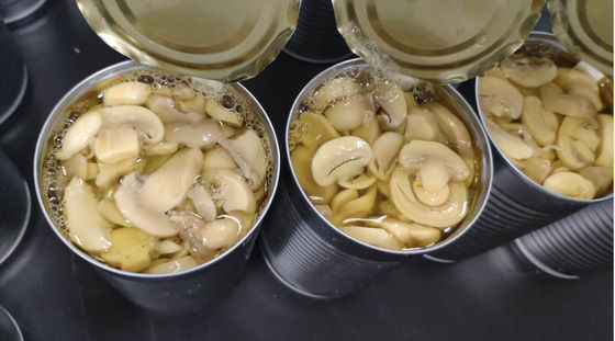 Champiñón en lata Champiñón con salinidad del 0,6-1,3 por ciento. Conservar en lugar fresco y seco. Perfecto para el procesamiento de alimentos
